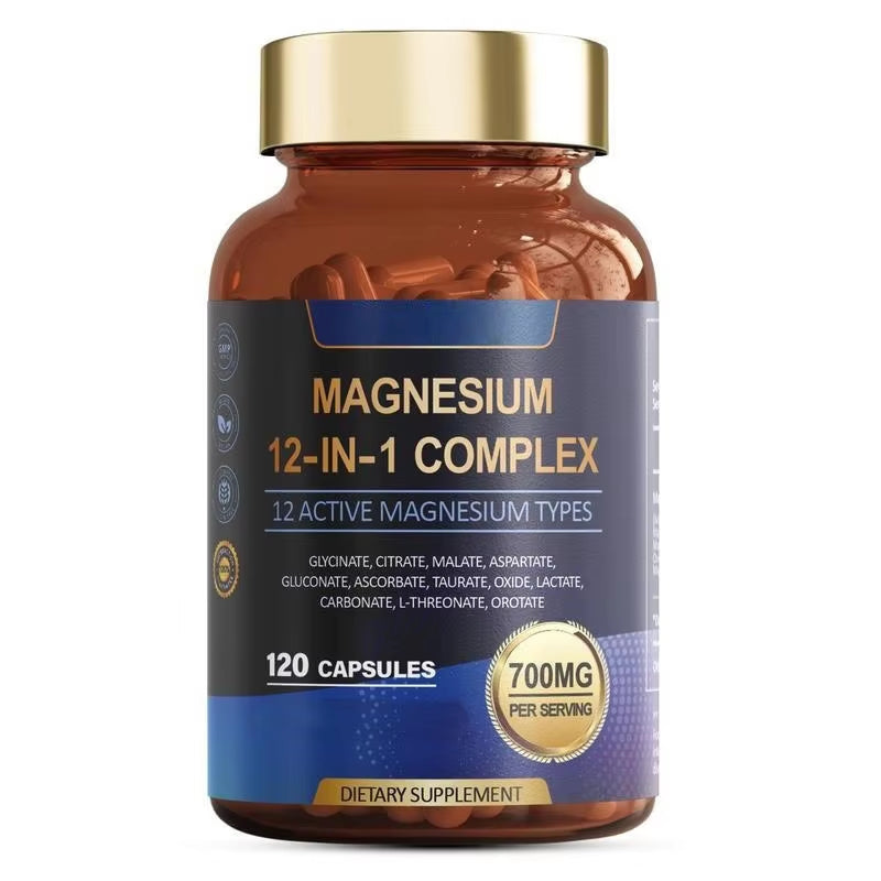 12-In-1 Magnesium Complex Supplement Capsules Targeted Mineral Nutrition for Healthy Hair, Glowing Skin & Brightening Complexion